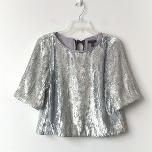 J.CREW + Silver Sequin Holiday Top